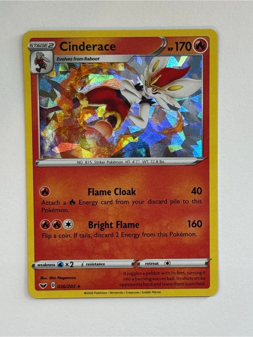 Pokémon TCG Cinderace 36/202 Rare Cracked Ice Holo